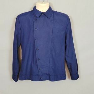 Men's Navy Irregular Button-Up Shirt- (S)